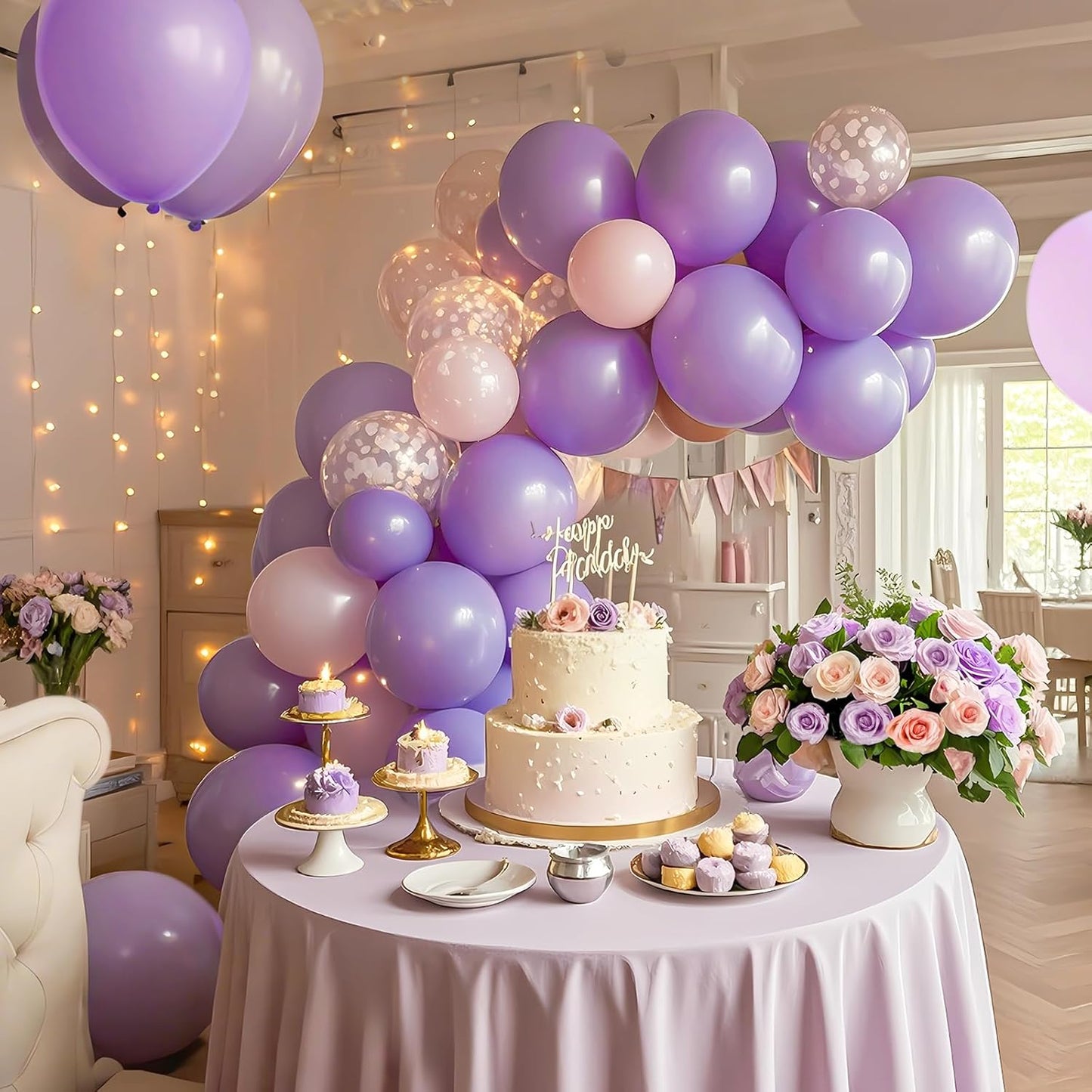 Purple Halloween Balloons, Latex Party Balloons with Ribbons, 100 Pack 12 inch Round Helium Balloons for Purple Wedding,Graduation,Birthday,Halloween Party Decorations and Spooky Party