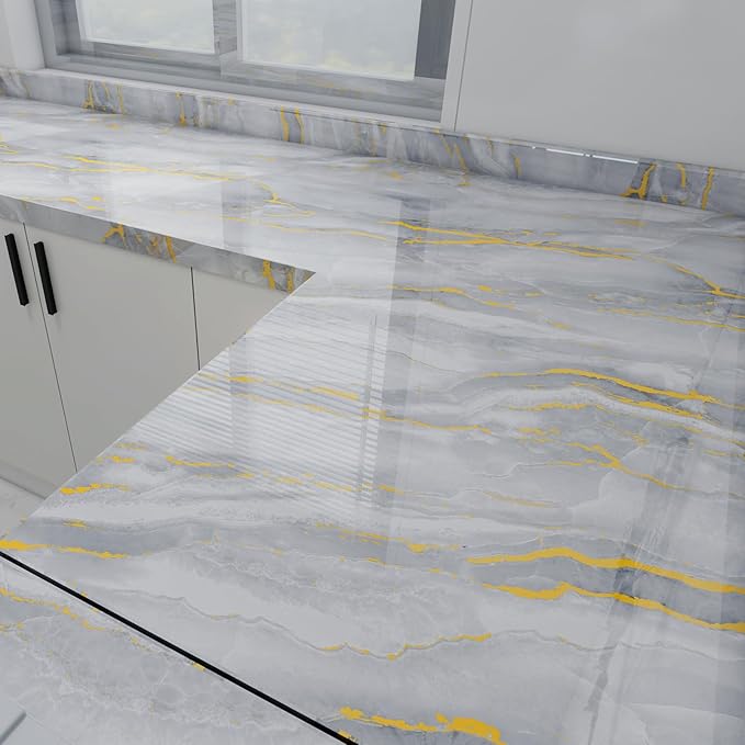 White Gold Marble Contact Paper - Image 6