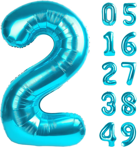 Blue 40 Inch Big Number Balloon Birthday Decoration, Number 2 Helium Balloon 12 20 22 23 24 26 2026 New Years Celebration, Boy Girl Baby Anniversary Party Graduations Supplies Decorations