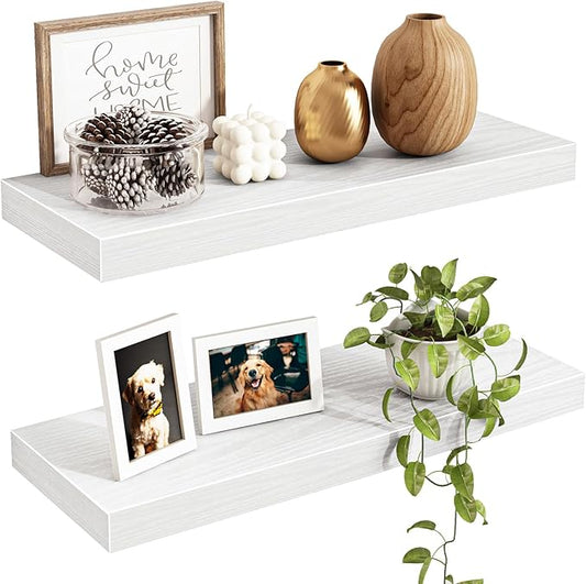 Fixwal Floating Shelves for Wall, 15.7" Wood Wall Mounted Shelves for Living by Fixwal