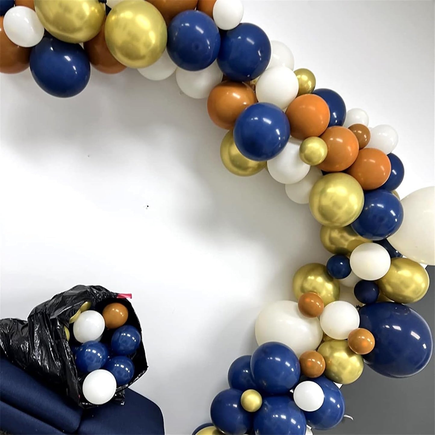 Navy Blue and Orange Balloons, Navy Metallic Orange White Latex Balloons Set, Dark Orange for Boys Men Space Basketball Birthday Baby Shower Wedding Graduation Party Decorations Is-02