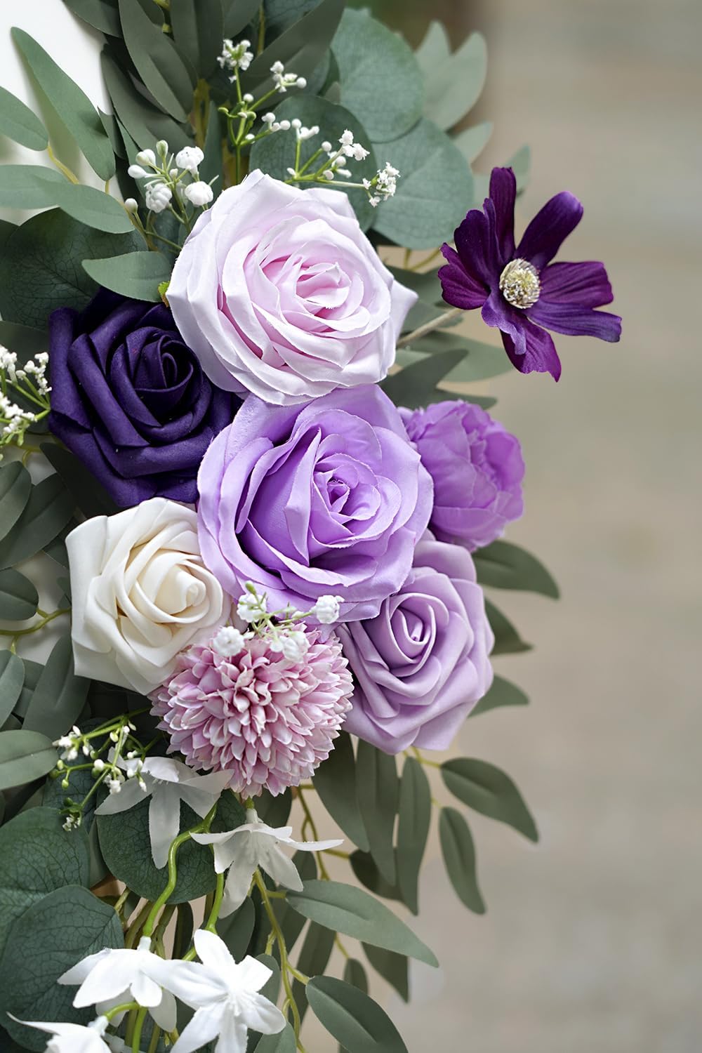 Faux Flower Swag Set of 2 for Wedding Welcome Signs Floral Decorations, Purple Wedding Arch Flowers for Wedding Ceremony (Lilac & Purple & Cream)