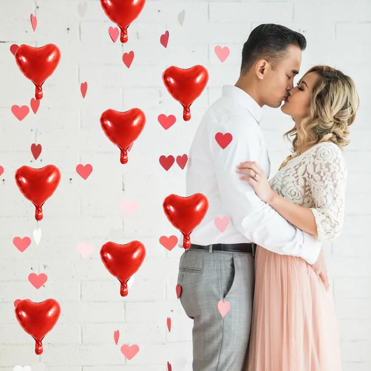 TONIFUL 30Pcs 10 Inch Red Heart Balloons Valentine’s Day Heart Shape Foil Mylar Balloons Decoration for Romantic Valentine's Day Wedding Bridal Shower Anniversary Engagement Party Supplies