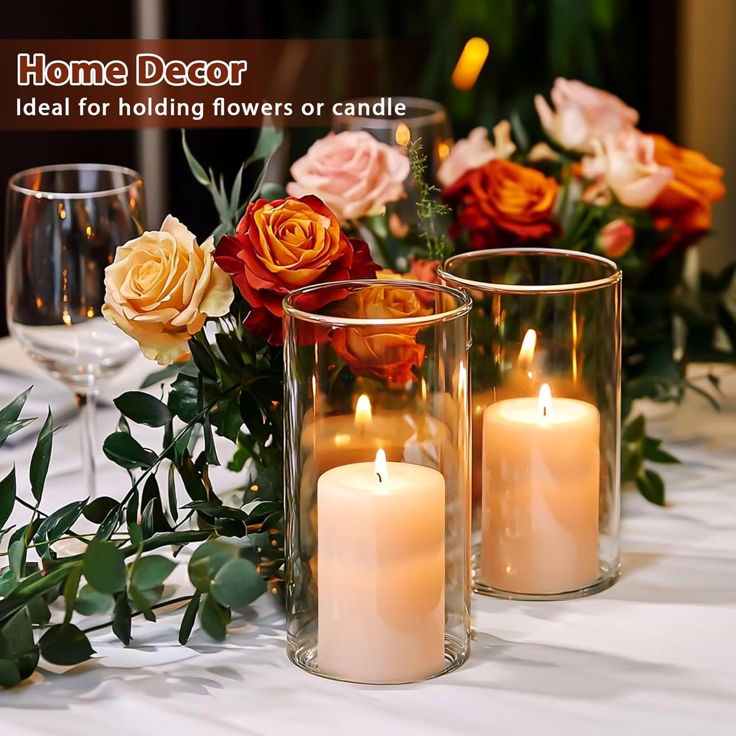 6 Inch Glass Cylinder Vases for Centerpieces | 12Pcs Clear Small Flower Vase for Wedding Decorations, Floating Candle Vases in Bulk, Hurricane Candle Holders for Table, Home Décor