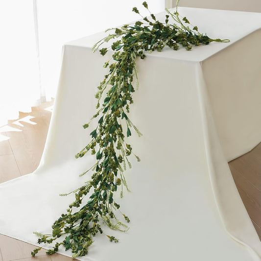 Mizii Fall Garland Artificial Flower Garlands 6 Feet Fake Wildflower Floral Garland Hanging Vines Flowers Decorations for Mantle Table Centerpieces Room Wall Fireplace Wedding Fall Decor (Green)