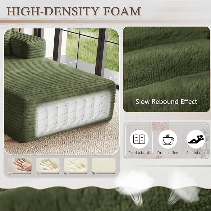 95" Cloud Sectional Couch U-Shaped Chaise - Image 4