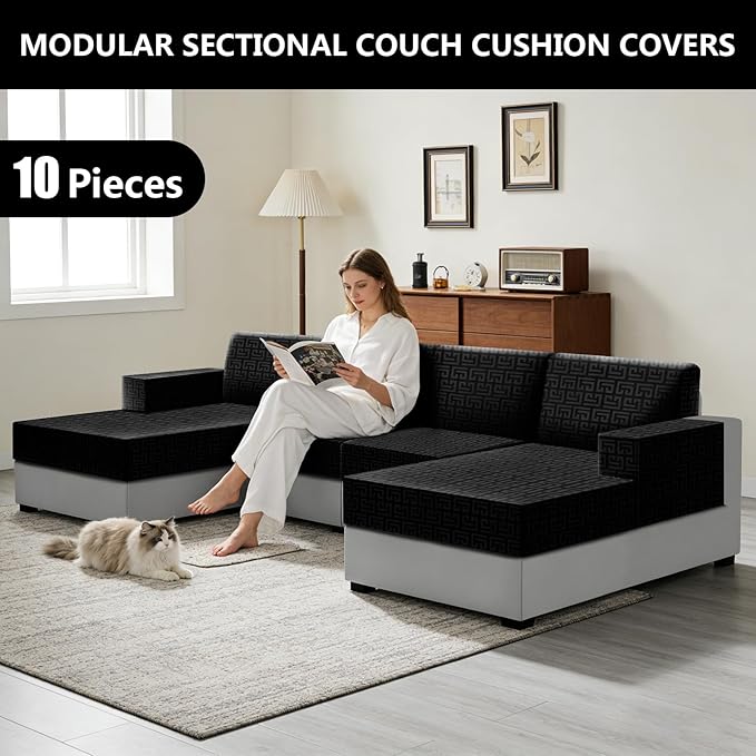 UNBBRRL 10 Pieces Stretch Sofa Cushion Covers - Image 6