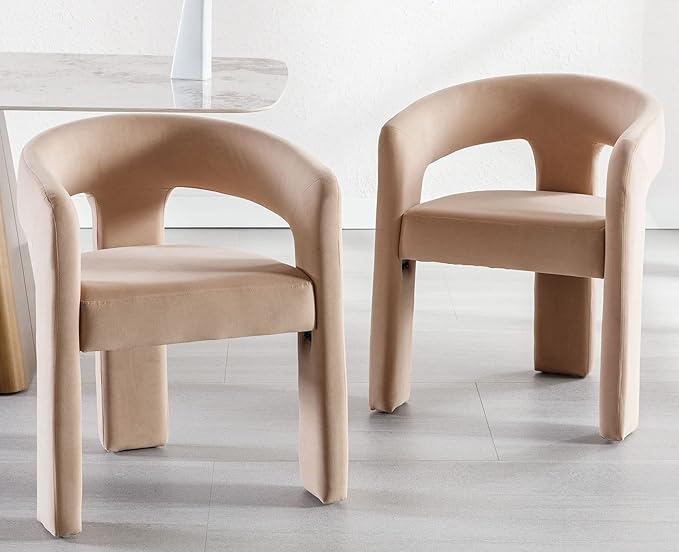 VESCASA Velvet Barrel Dining Chair - Image 3