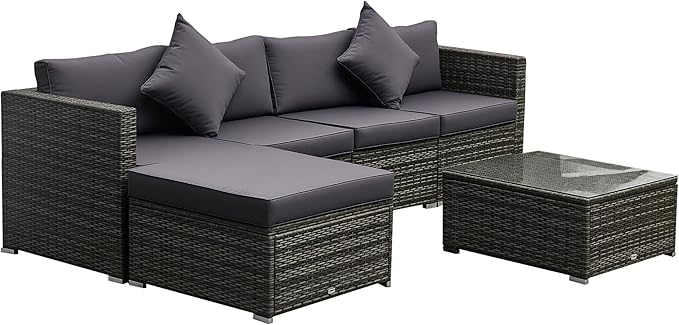 Outsunny 6 Piece Patio Furniture Set Outdoor Wicker Conversation Set All by Outsunny