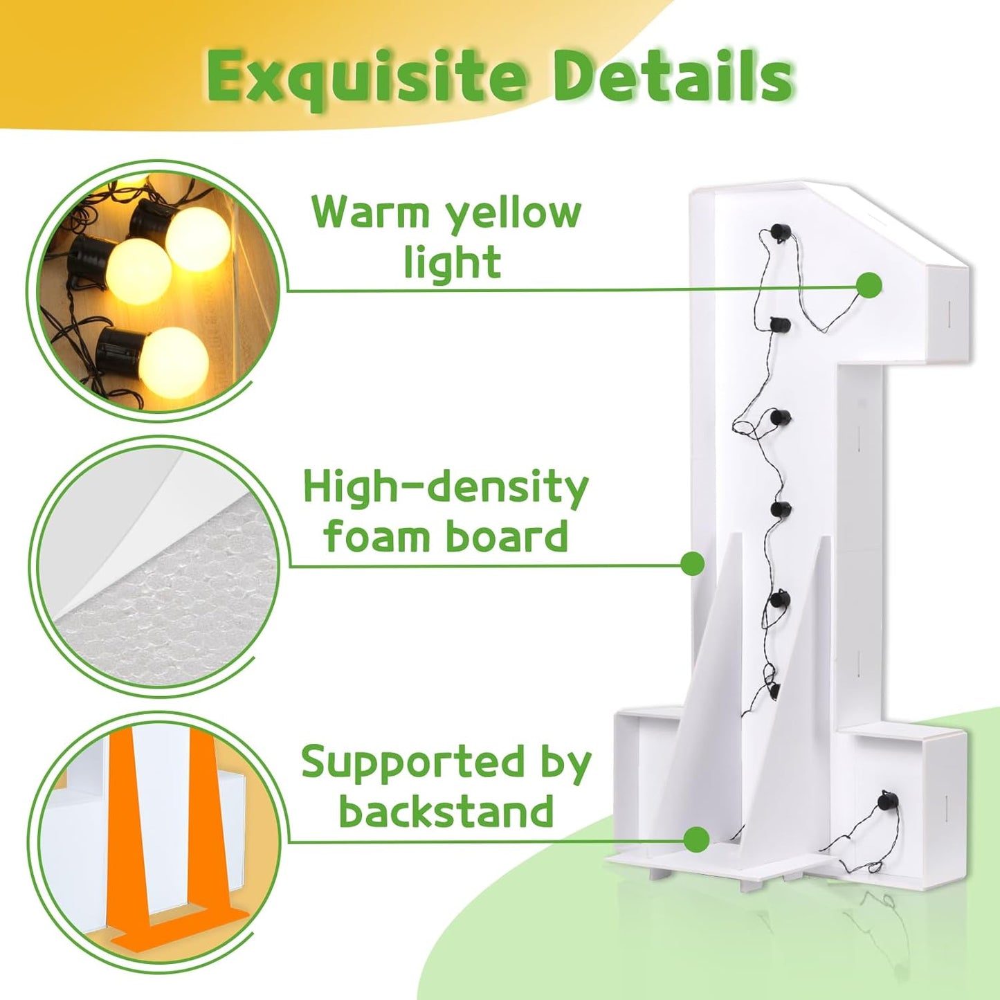 Marquee Numbers 4 Feet Tall Large Light Up Numbers 30th Birthday Decorations Women Men Big Yellow Light Outdoor Anniversary Decorations Balloon Arch Kit Party Backdrop 30