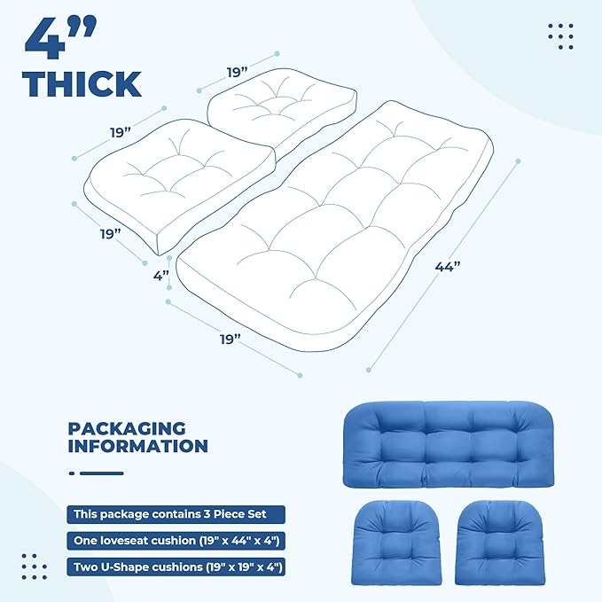 DANGHOOGY Wicker Chair Cushions, Waterproof Outdoor Loveseat Cushions - Image 2