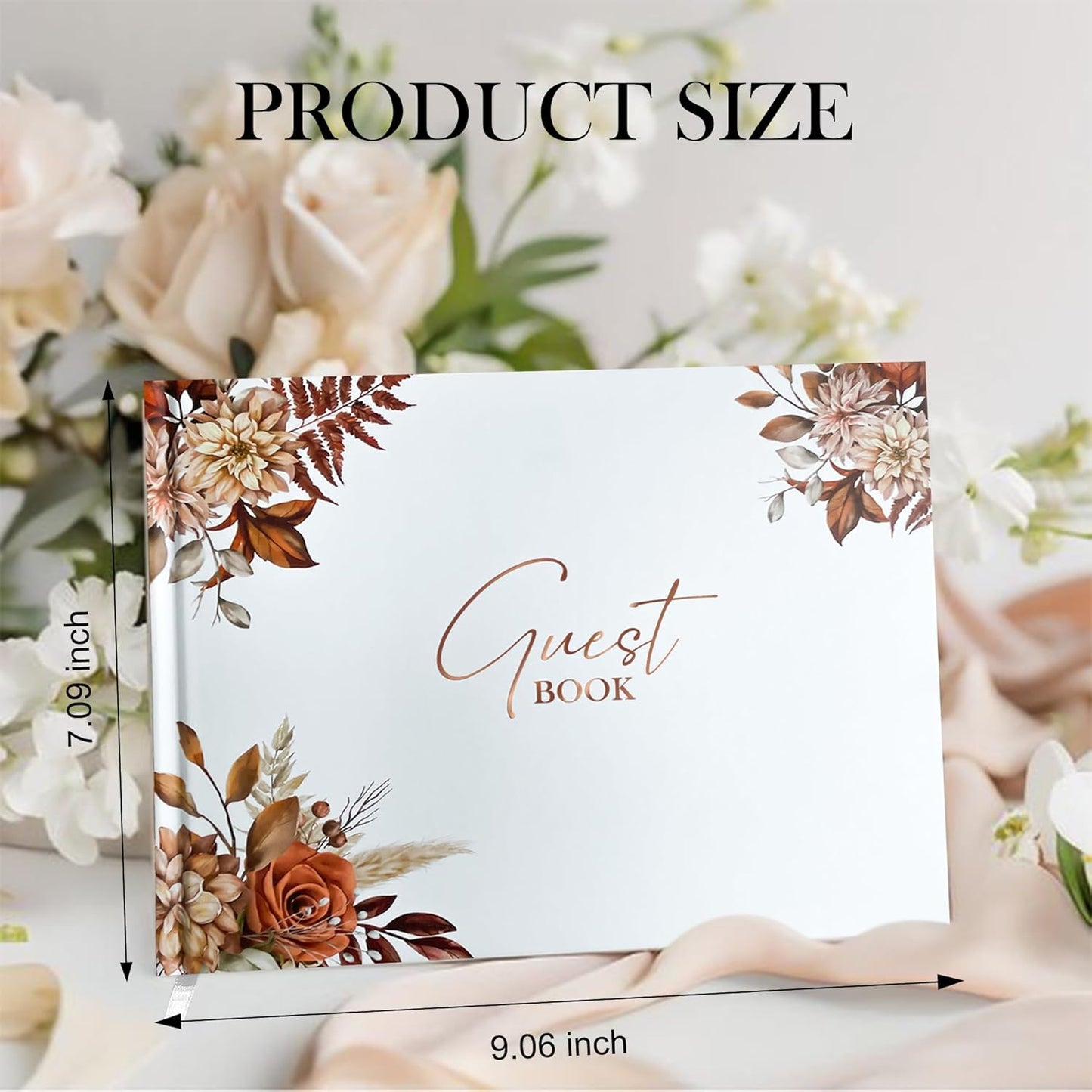 Mr&MrsGifts Elegant Wedding Guest Book Wedding Reception Hard Cover Guest Sign in Book for Wedding, Bridal and Baby Shower(Flower)