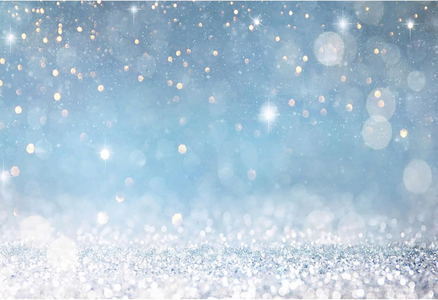 7x5ft Blue Bokeh (Not Glitter) Backdrops Birthday Party Abstract Golden Sparkling Spots Photography Background Baby Shower Wedding Prom Graduation Party Bokeh Decor Banner Photoshoot Props