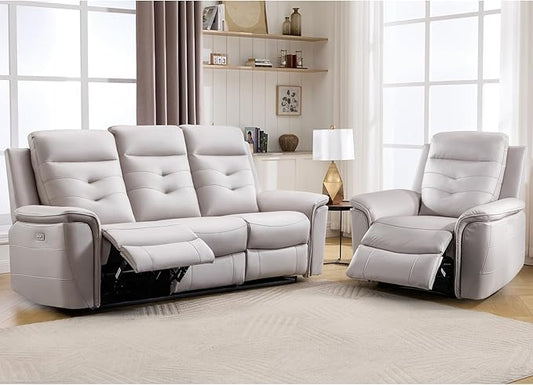 ANJ 2-Piece Oversied Faux Leather Power Recliner Sofa Set by ANJ
