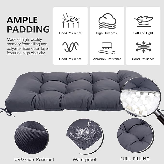 3 Pcs Wicker Chair Cushions Patio Loveseat Chaise Cushion Set - Image 3