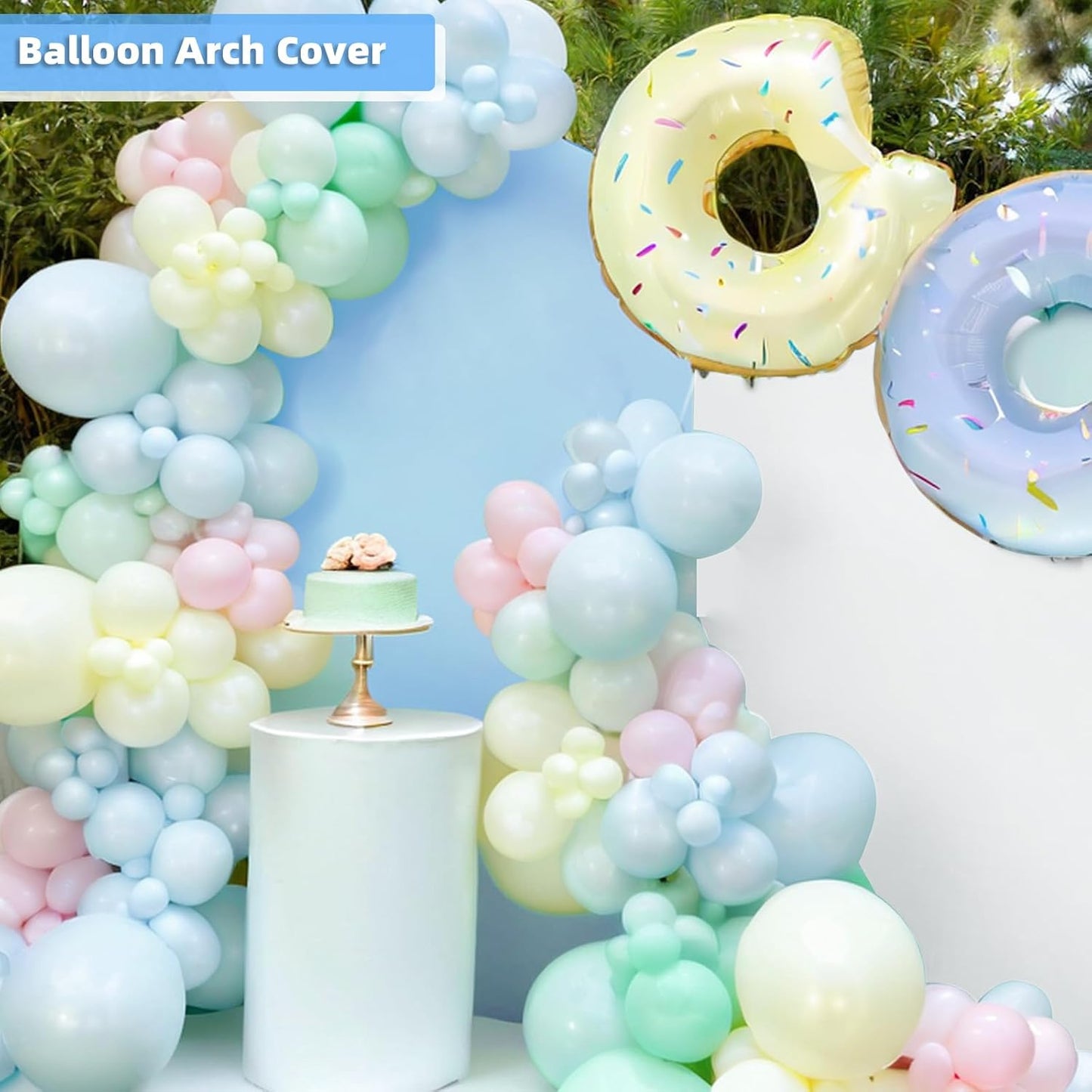 HEMMOTOP 7.2 ft Blue Arch Backdrop Cover (No Arch Stand), Spandex Arch Covers Stretchy Backdrop for Balloon, Wedding, Birthday Party, Baby Shower, Banquet Arch Decoratio