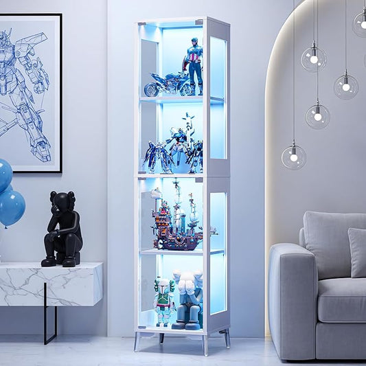 Glass Display Cabinet, 4-Tier Curio Cabinet, Adjustable Shelves, 000 Color by Unknown
