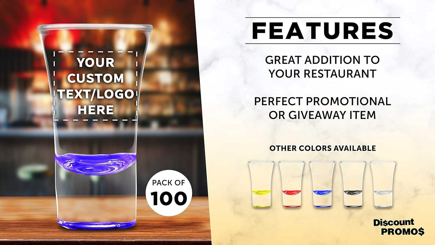 Custom 2 oz. Lord Shooter Etched Shot Glasses, 100 pack, Personalized Text, Logo, 21st Birthday Party, Lounge Glassware, Purple