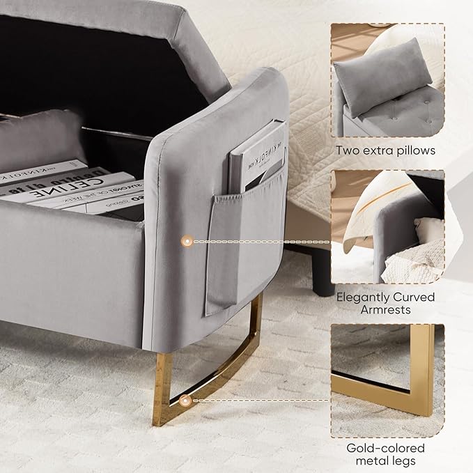 48" End of Bed Bench, Modern Storage Benches - Image 5