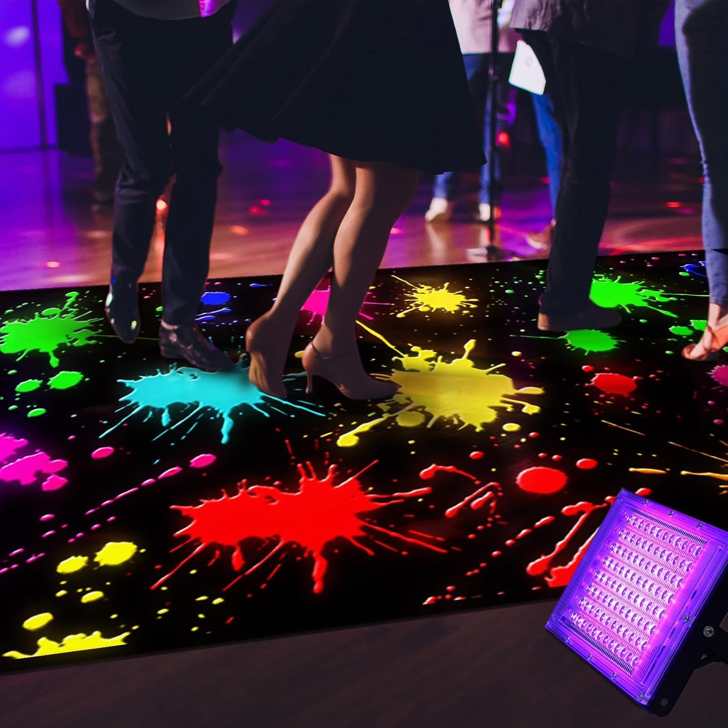 Haull 236 x 39 Inch Neon Light up Dance Floor Glow in The Dark Floor Runner Neon Party Decorations UV Blacklight Reactive Fluorescent Wall Props for Glow Disco Party Favors(Ink)