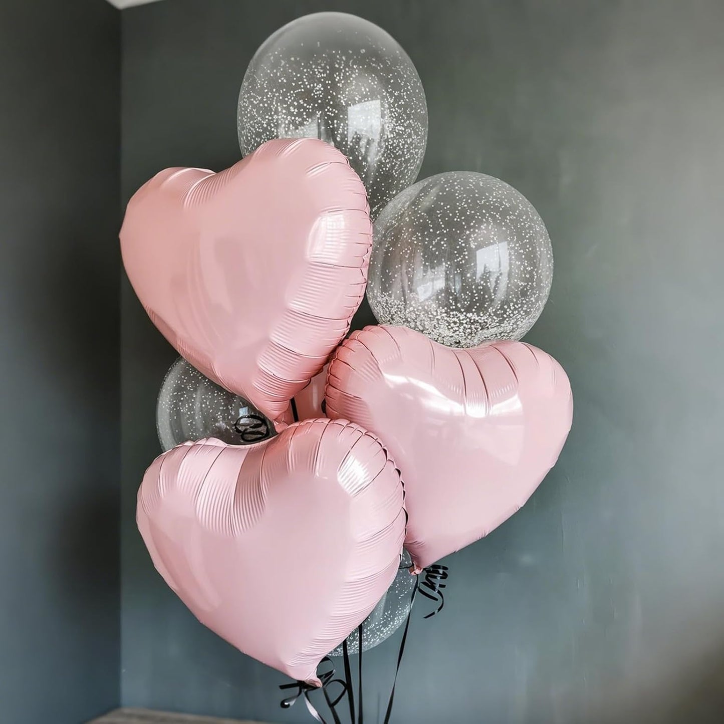 Baby Pink Heart Balloons, 18 Inch Pink Heart Shape Balloon, 12PCS Large Pastel Pink Helium Foil Heart Romantic Balloon for Girls Birthday Wedding Engagement Anniversary Princess Party Decoration
