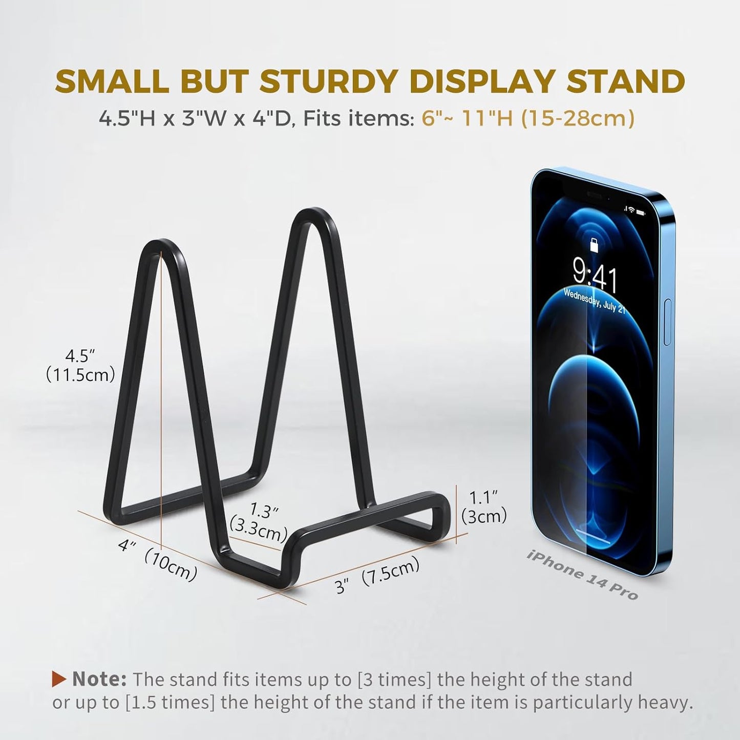 Plate Holder Easel Display Stand - 4.5 inch Metal Plate Stands for Display - Tabletop Picture Stand - Black Iron Easels for Display Pictures | Photo Frames | Book | Decorative Plates | Plaque - 1 Pack