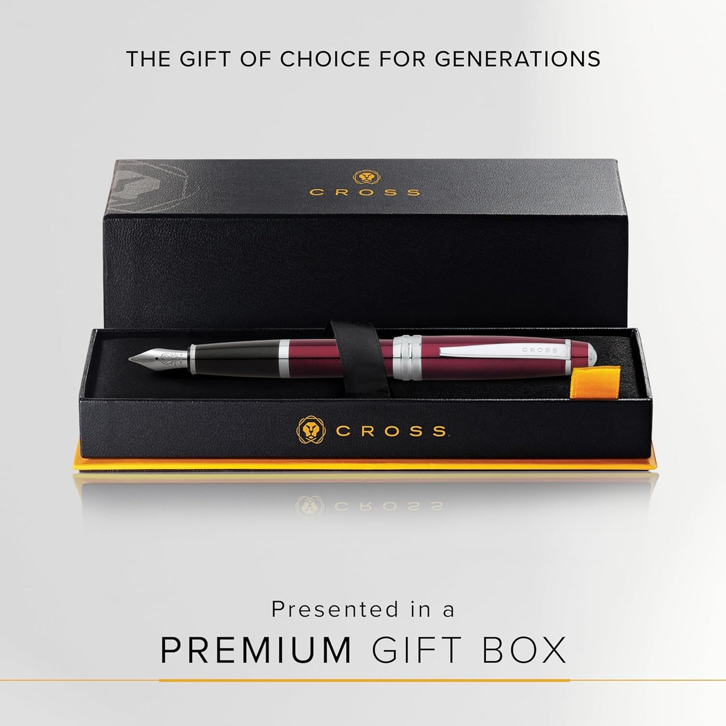 Cross Bailey Refillable Fountain Presented in a Premium Gift Box - Medium Point, Black Ink, Red