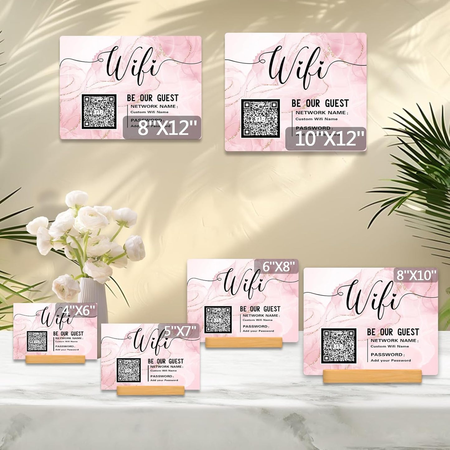 Personalized Custom Metal QR Code Sign Venmo Cashapp Scan to Pay with Stand Instagram Facebook Social Media QR Signs Bar Code QR Plaque Print for Business Salon Beauty Store Restaurant Wifi Sign (W2)