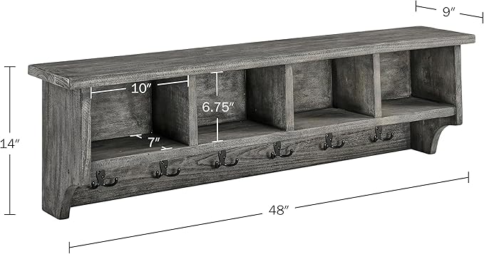 Alaterre Furniture Pomona Entryway Coat Rack – Rustic Farmhouse 48-Inch - Image 3