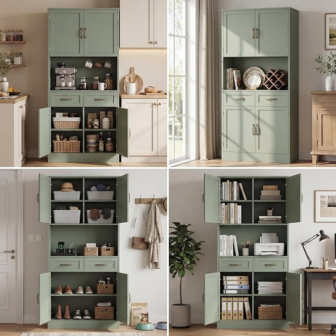 HOSTACK 71“ Tall Kitchen Pantry Storage Cabinet, Modern Kitchen Hutch Bar - Image 8