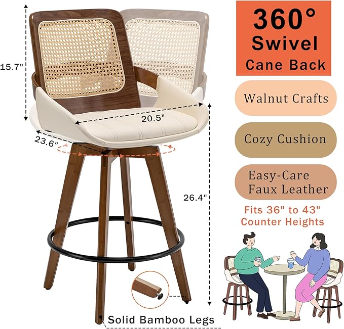Mid Century Modern Counter Stools - Image 2