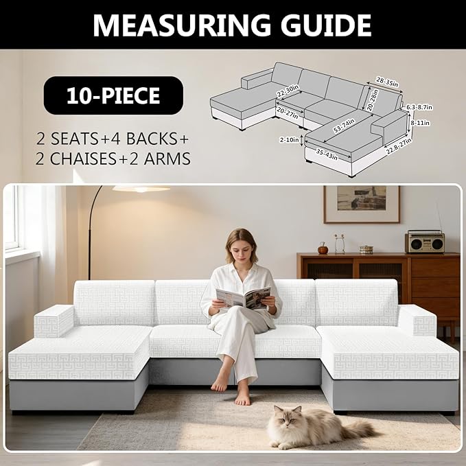 UNBBRRL 10 Pieces Stretch Sofa Cushion Covers - Image 2