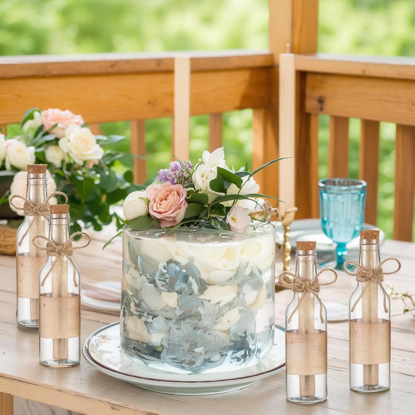 Baderke 12 Pcs 5.6 oz Message Bottles with Letter Printer Paper Plastic Bottles & Corks Twines for Message Invitations Birthday Wedding Baby Shower DIY Crafts Gift Party Favors (Vintage)