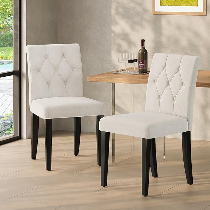 Welzona Upholstered Dining Chairs Set of 4, 19 Inches Wide Button Tufted - Image 4