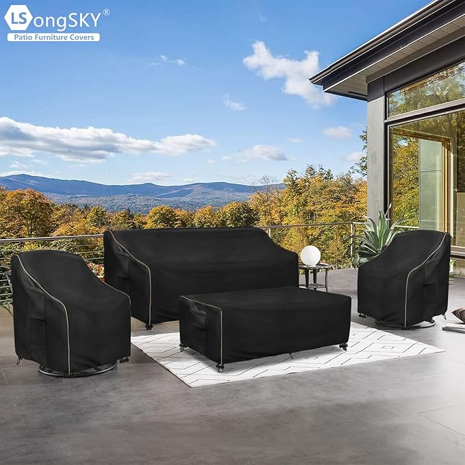 Patio 3-Seater Sofa Cover, Outdoor Couch Cover Fits up to 76W x 32.5D x 33H - Image 7