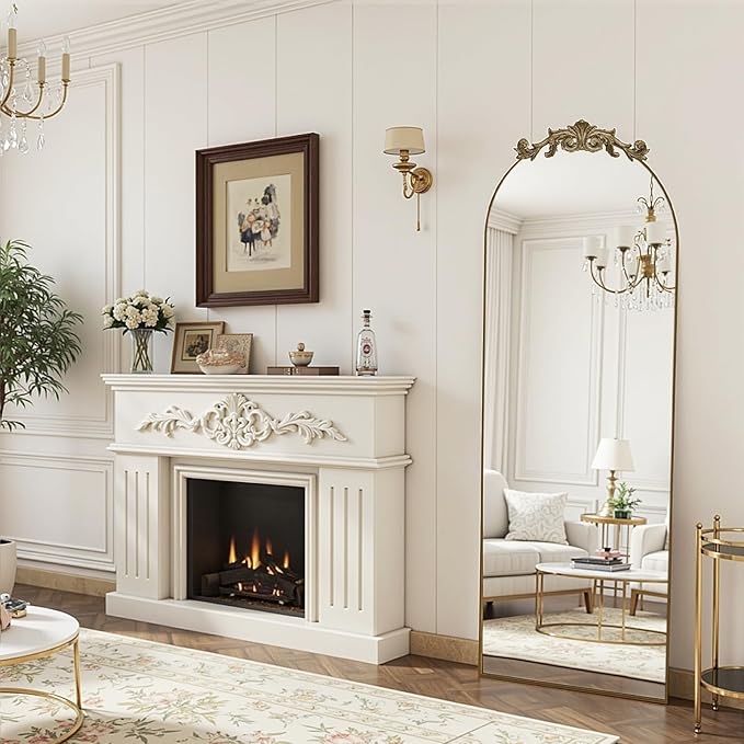 MISSDAY Vintage Baroque Full Length Mirror, Full Metal Frame Stand Up Retro - Image 3