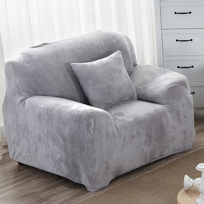 vctops 1-Piece Velvet Plush Stretch Chair Sofa Slipcover Soft Fuzzy Fluffy by vctops