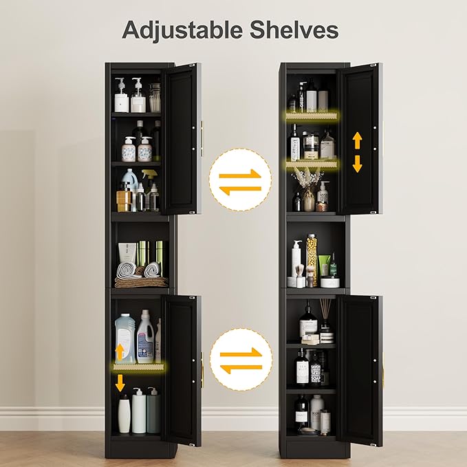 Ckzbx Tall Narrow Storage Cabinet 66.93" H Tall Bathroom Cabinets Metal Pantry - Image 7