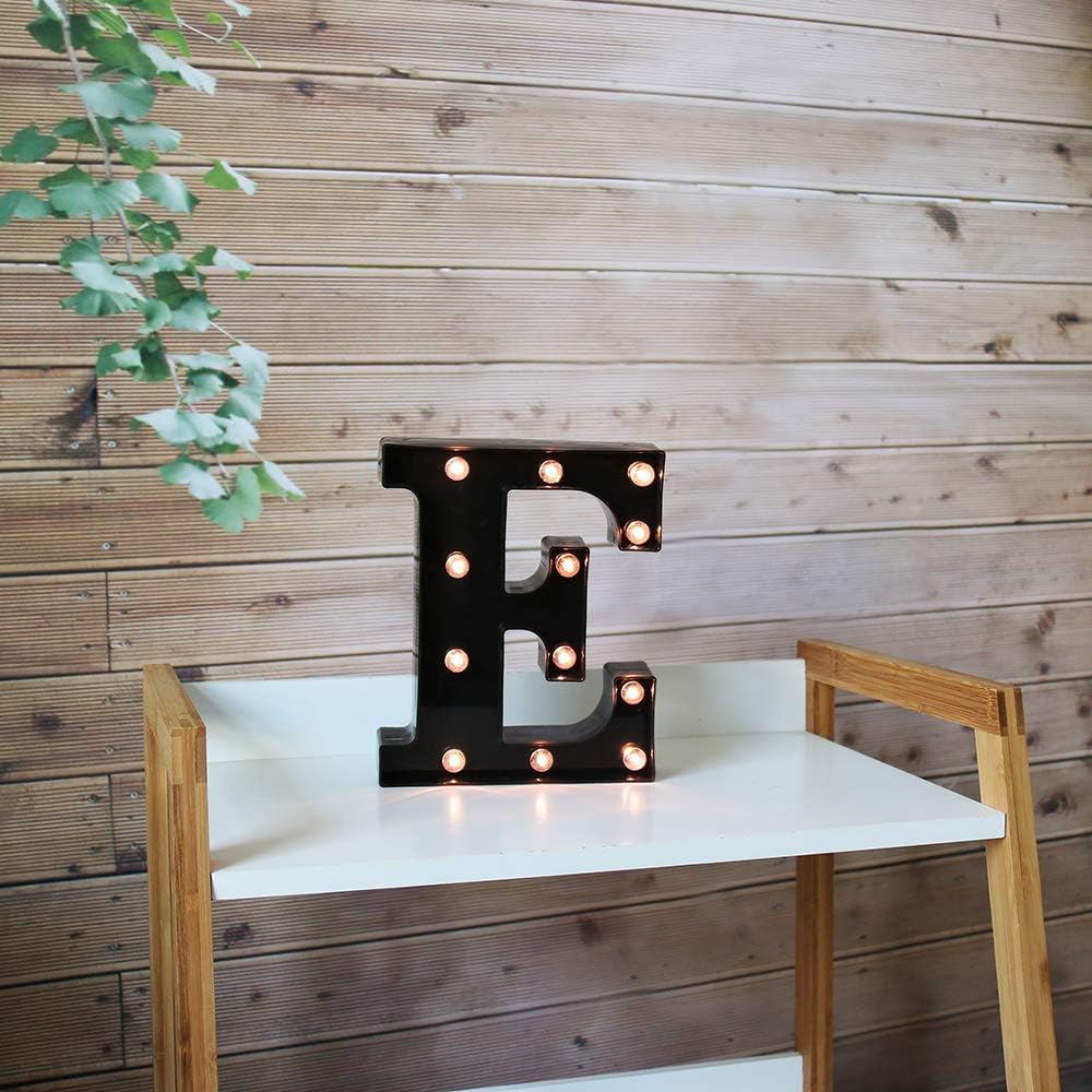 OYCBUZO Light Up Black Alphabet Marquee Letters Sign LED Marquee Number Lights Sign for Night Light Home Bar Christmas Lamp Birthday Party Wedding Decoration E