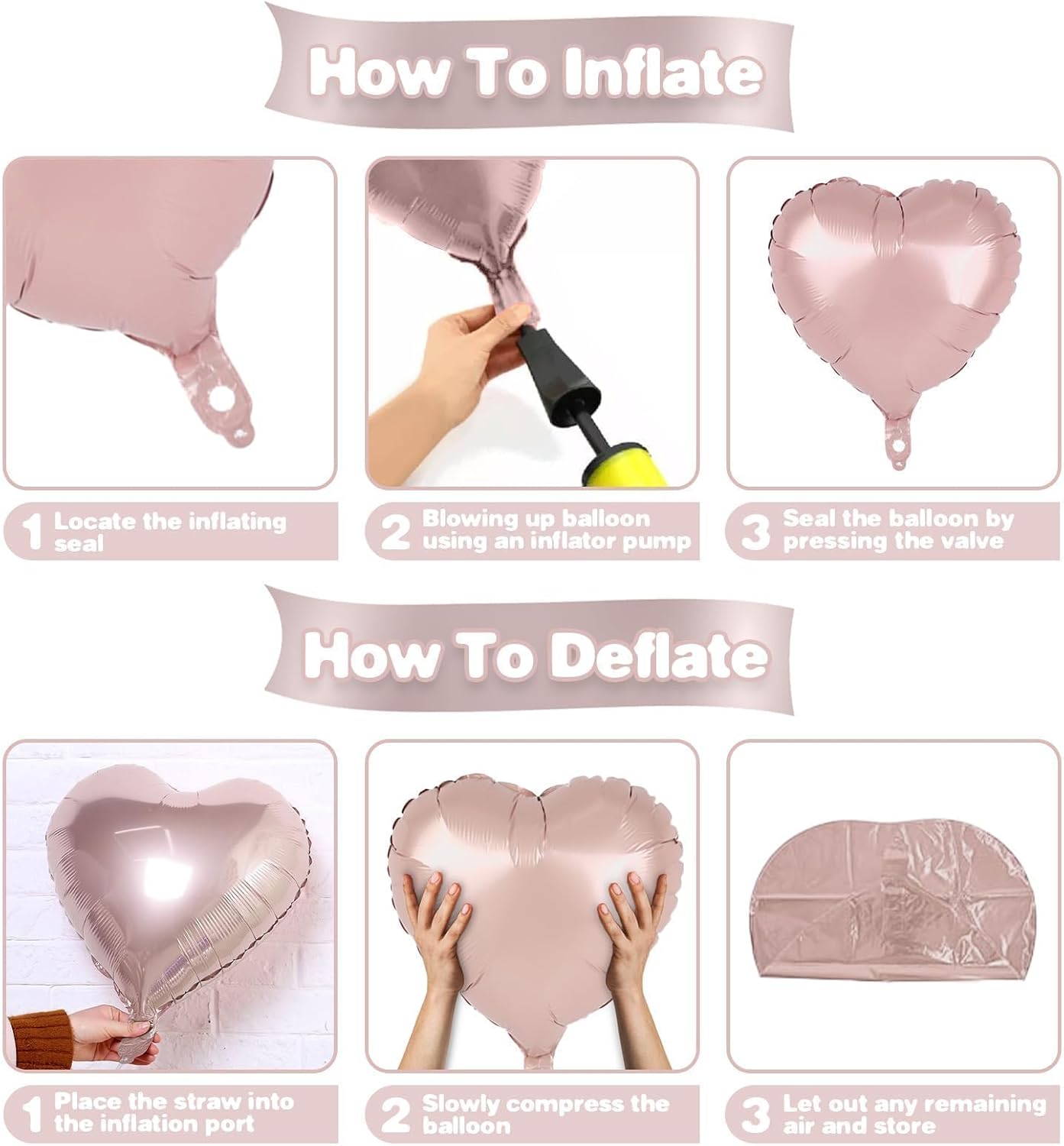 Baby Pink Heart Balloons,12Pcs 18 Inch Pastel Pink Foil Love Heart Shaped Balloons for Girl Party Bow Birthday Party Wedding Engagement Anniversary Baby Shower Valentines Day Decorations