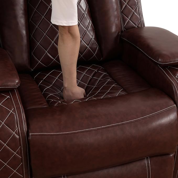 Power Recliner Sofa Set with LED Lights, 2 Manual Recliner 1 Seat and a 3 Seat - Image 5