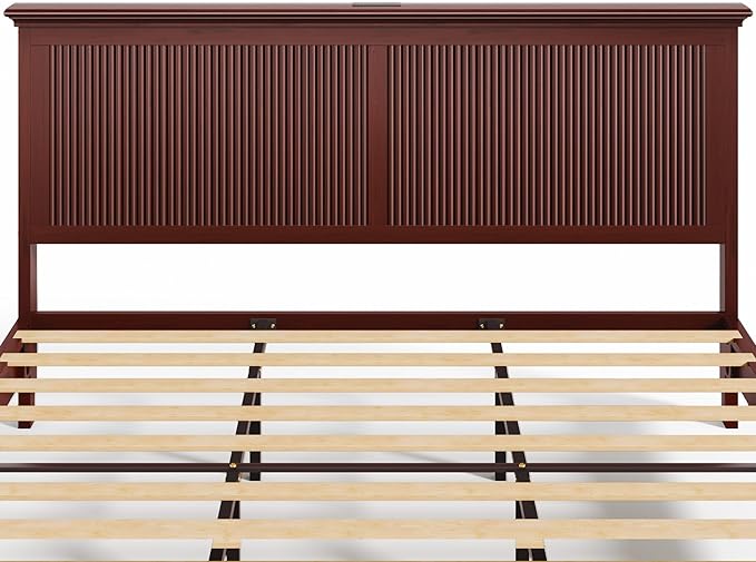Lifezone King Bed Frame with Headboard, Solid Wood Bed Frame King Size with - Image 12