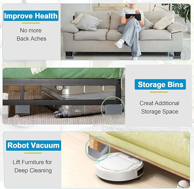 Bed Risers 1 inch, 2 inch, 3 inch, 4 inch Heavy Duty, Adjustable Furniture Riser - Image 4