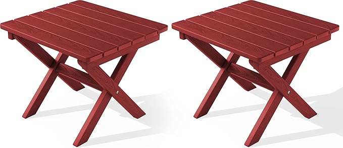 SERWALL Folding Outdoor Side Table Set of 2, Portable Adirondack Side Table by SERWALL