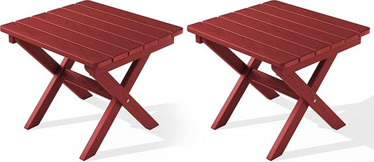 SERWALL Folding Outdoor Side Table Set of 2, Portable Adirondack Side Table by SERWALL