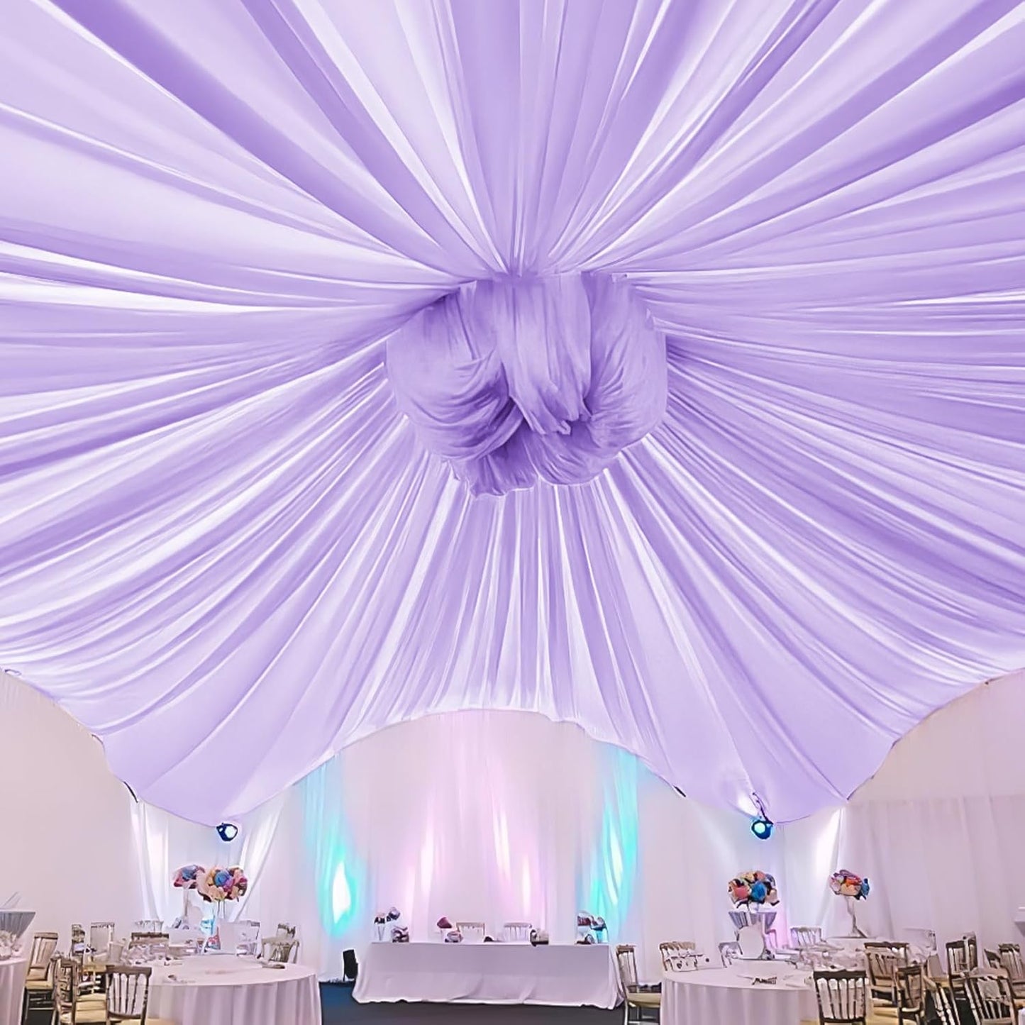 6 Panels Lavender Ceiling Drapes for Wedding 5ftx30ft Chiffon Fabric Arch Draping Curtains Sheer Drapery for Party Ceremony Birthday Baby Shower Reception Stage Swag Ceiling Decorations
