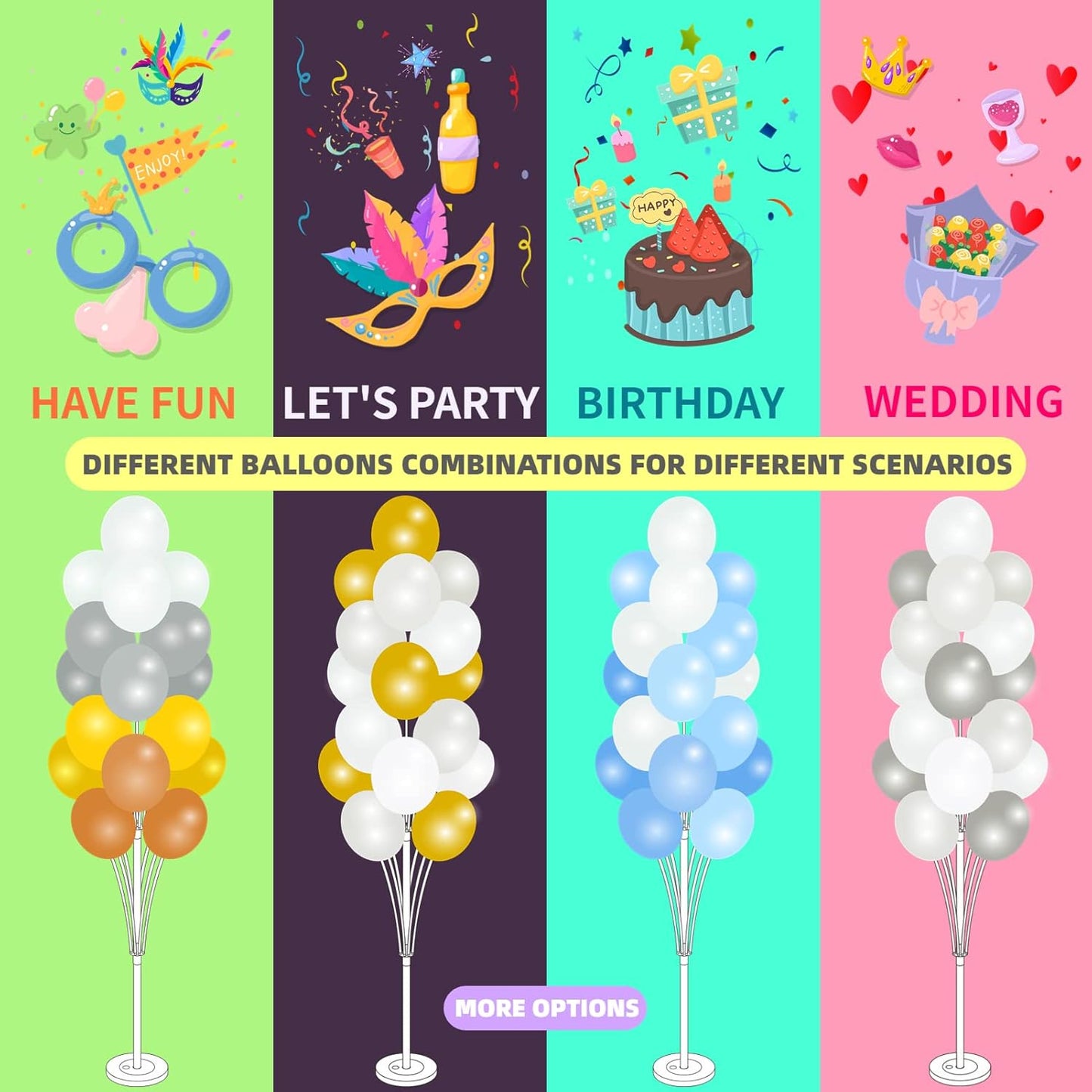Column Stand Kit Set of 2 - Balloon Stand With Base and Pole, Tower Backdrop Decoration for Wedding, Baby Shower, Birthday Party, or Bachelorette Parties (No Balloon)