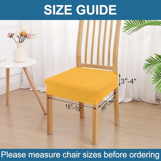 Smiry Waterproof Seat Covers for Dining Room Chairs Set of 8, Stretch Jacquard - Image 2