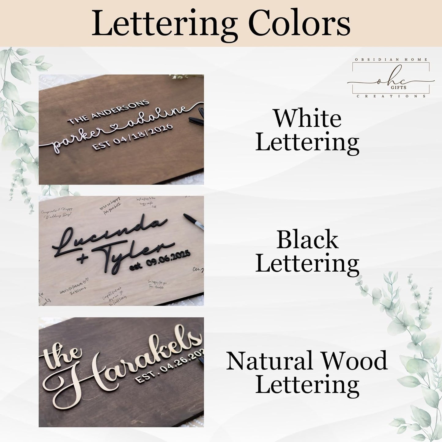 Personalized Last Name Guest Book, Unique Guest Book Sign, Custom Alternative Guest Book, Wooden Guest Book, Wedding Ceremony Guestbook Sign (Design 3)