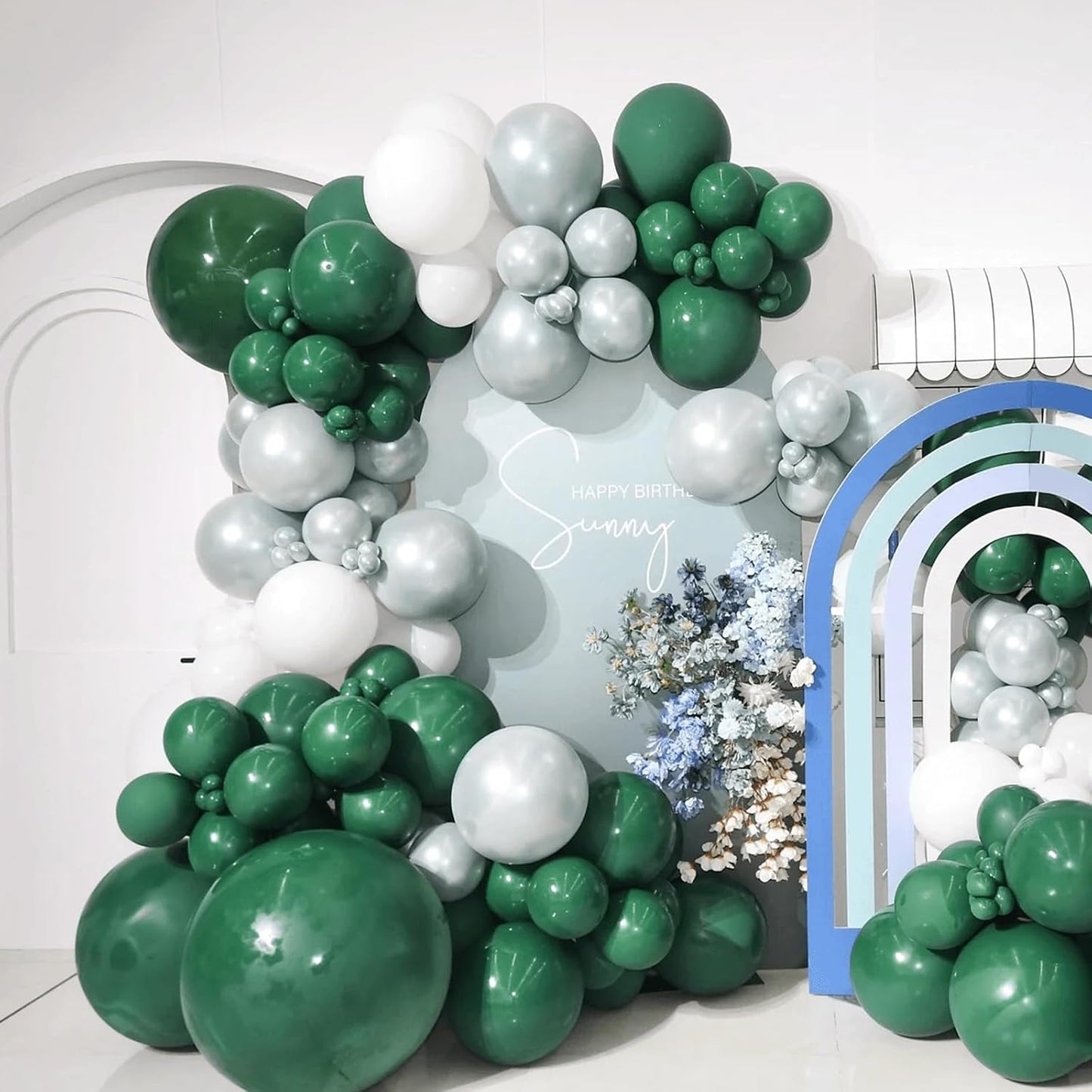 412pcs Dark Green Balloons 18 12 10 5 Inch Dark Green Balloon Garland Arch Kit Different Sizes Matte Latex Balloons for Baby Shower Green Theme Birthday Summer Jungle Forest Party Decoration